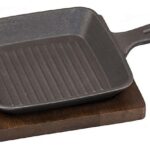 Сковорода для подачи P.L. Proff Cuisine SG-69822 15,5х15,5 см h=2,5 см (алюминий) квадратная на деревянной подставке